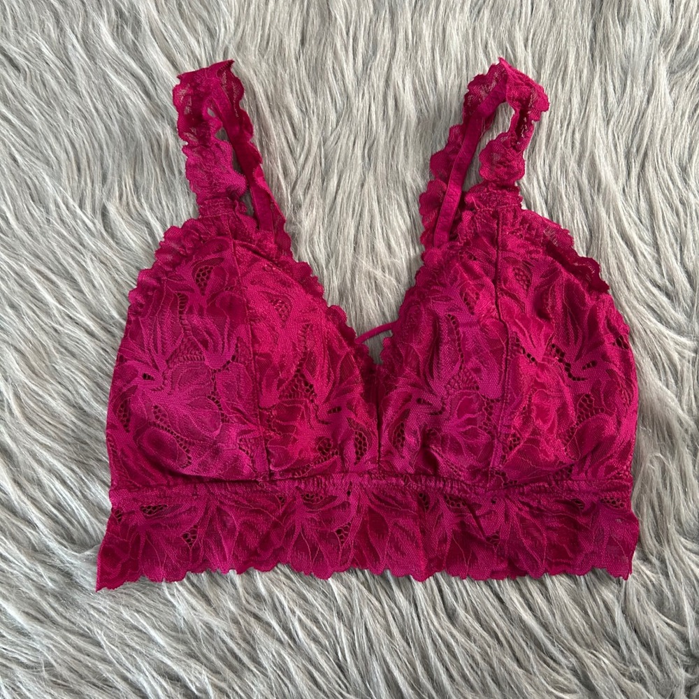 Maurices Wireless Bralette Womens Size‎ Small Pink Floral Lace Wirefree Bra